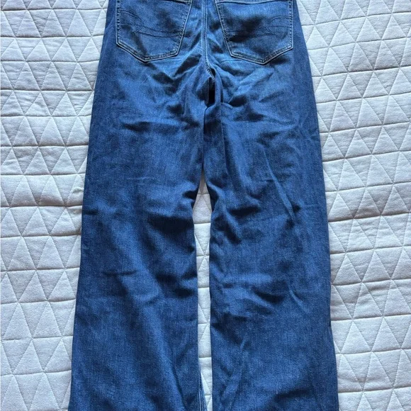 American Eagle Outfitters Deep Blue Ripped Wide Leg Jeans - Picture 5 of 6